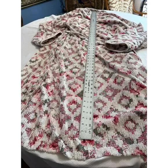 Stan Herman For Herbcraft Vintage Chenille Floral Robe Size Large - Picture 11 of 12